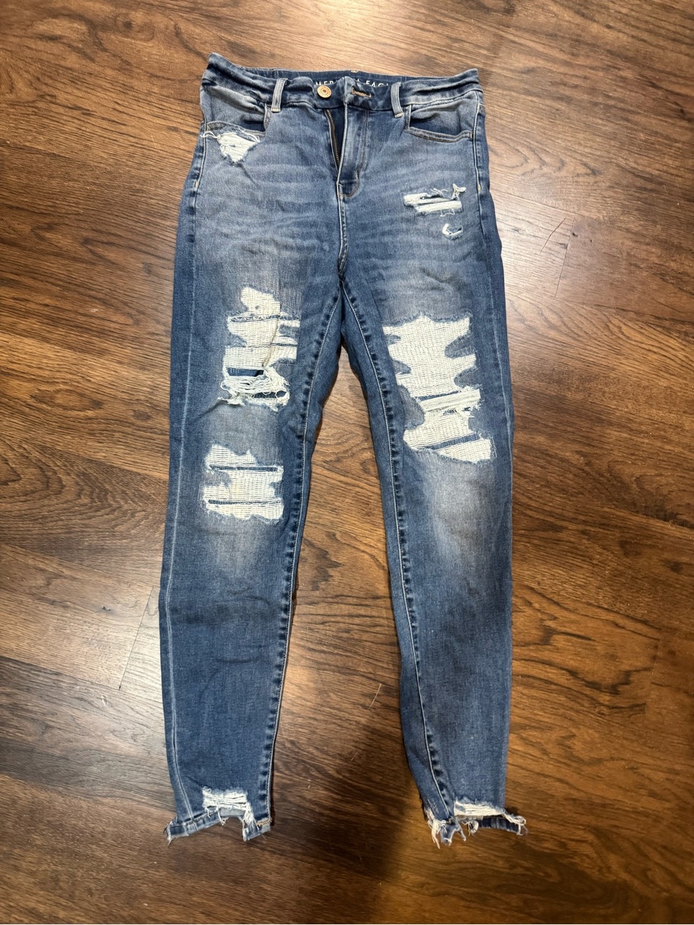 American Eagle Outfitters Women's Ripped Skinny Jeans - Blue